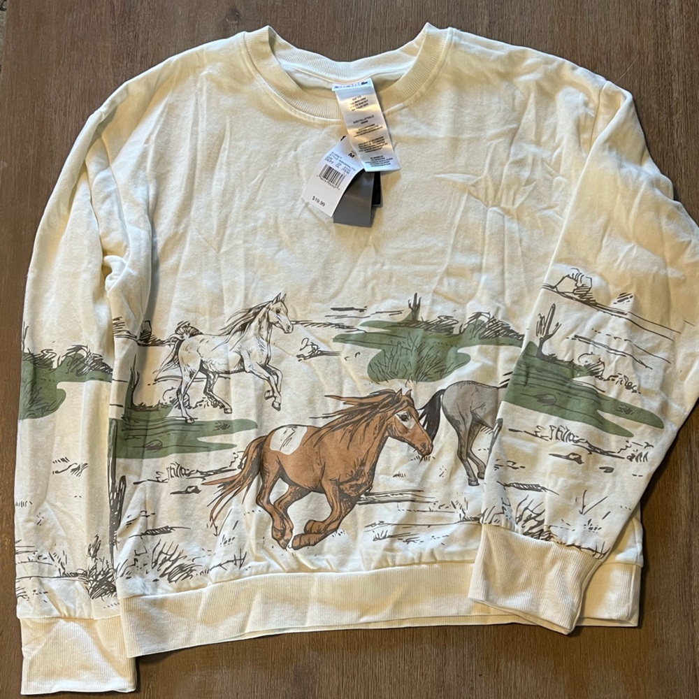 Oversized Wild Horse print crew neck